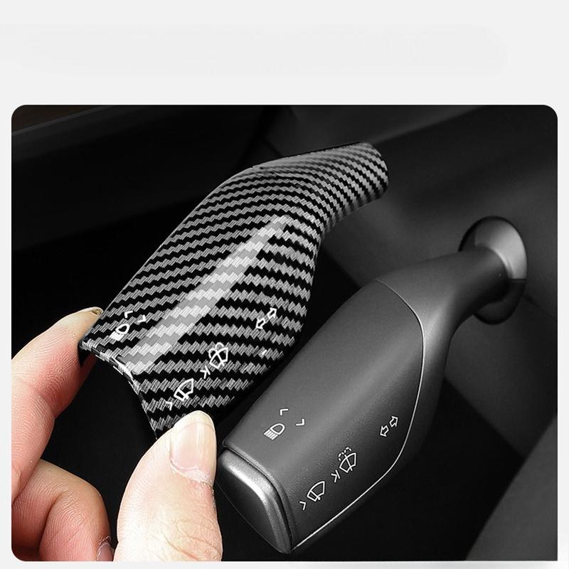 2 Stück Für Tesla Model Y Juniper 2025 Kohlefaser Schalthebelabdeckung Lenkhebelgriffschutz Schalthebelgehäuse Autodekor Werkzeuge