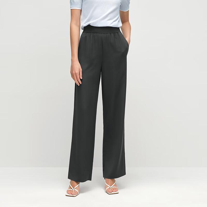 

OVVOVV Женские брюки прямого кроя из эластичного тяжелого крепа из шелка тутового дерева, 22 мм XXL (175/80A)