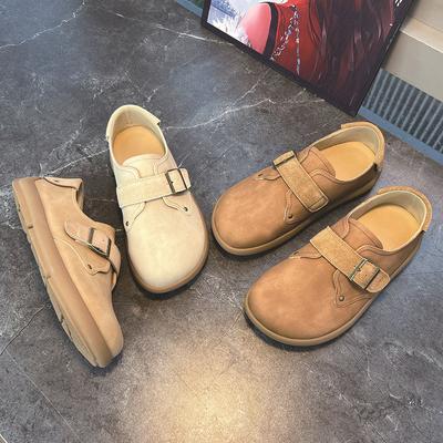 Leder kleine weiße Schuhe Damen 2026 Frühling flacher Boden Retro Damenschuhe kleine Lederschuhe Gürtelschnalle Modeschuhe