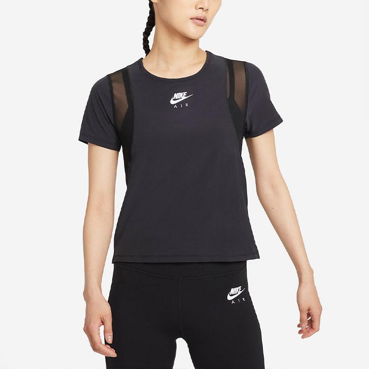 Nike Air Quick-Dry Slit Reflective Breathable Mesh Short Sleeve T-Shirt Women Tops Black CZ9375-010