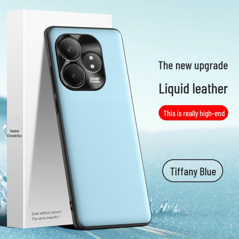 Realme GT Neo 6 SE Liquid Leather Protective Cover - Anti-Fall Shell, One-Piece Design, Suitable for Mobile Phone.
