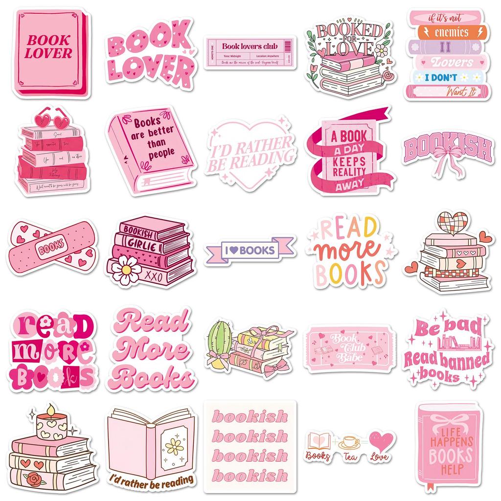 50 Pink Girly Cartoon Stickers for Books, Suitcases, and Diaries