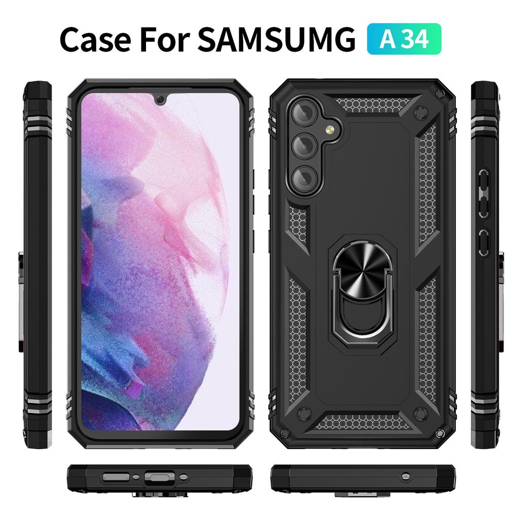 Shockproof Armor Magnetic Case For Samsung Galaxy A34 A24 A14 A54 A13 A33 A71 A51 A52 A53 A33 A04E A32 A53 A21S Metal Ring Cover