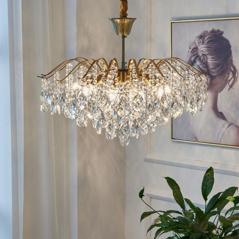 Luxury French Crystal Led Ceiling Pendant Lamps Nordic Bedroom Living Room Dining Table Amber Lustre Art Decor Chandelier light