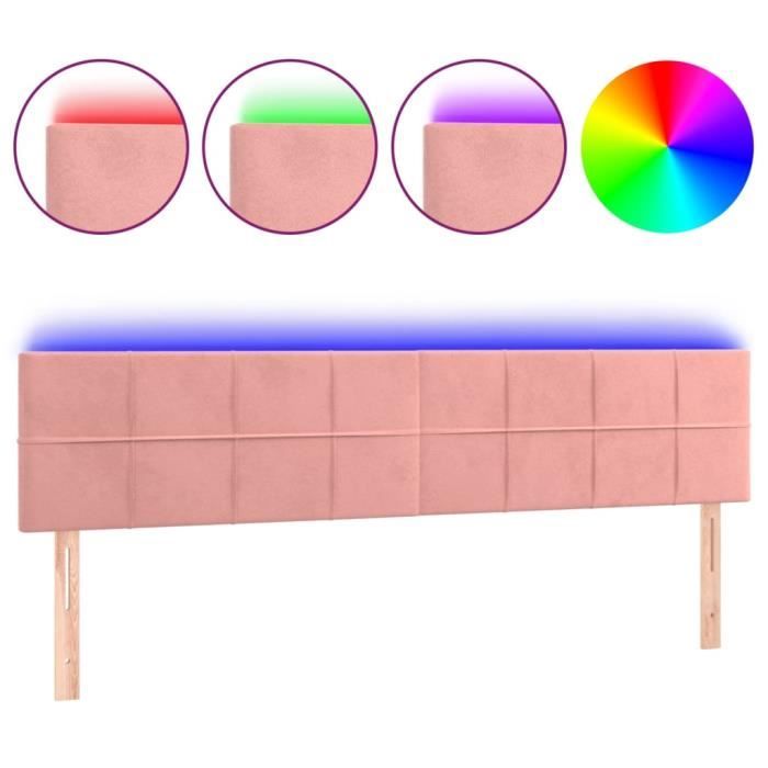 3121677 vidaXL LED Headboard Pink 180x5x78-88 Cm Velvet