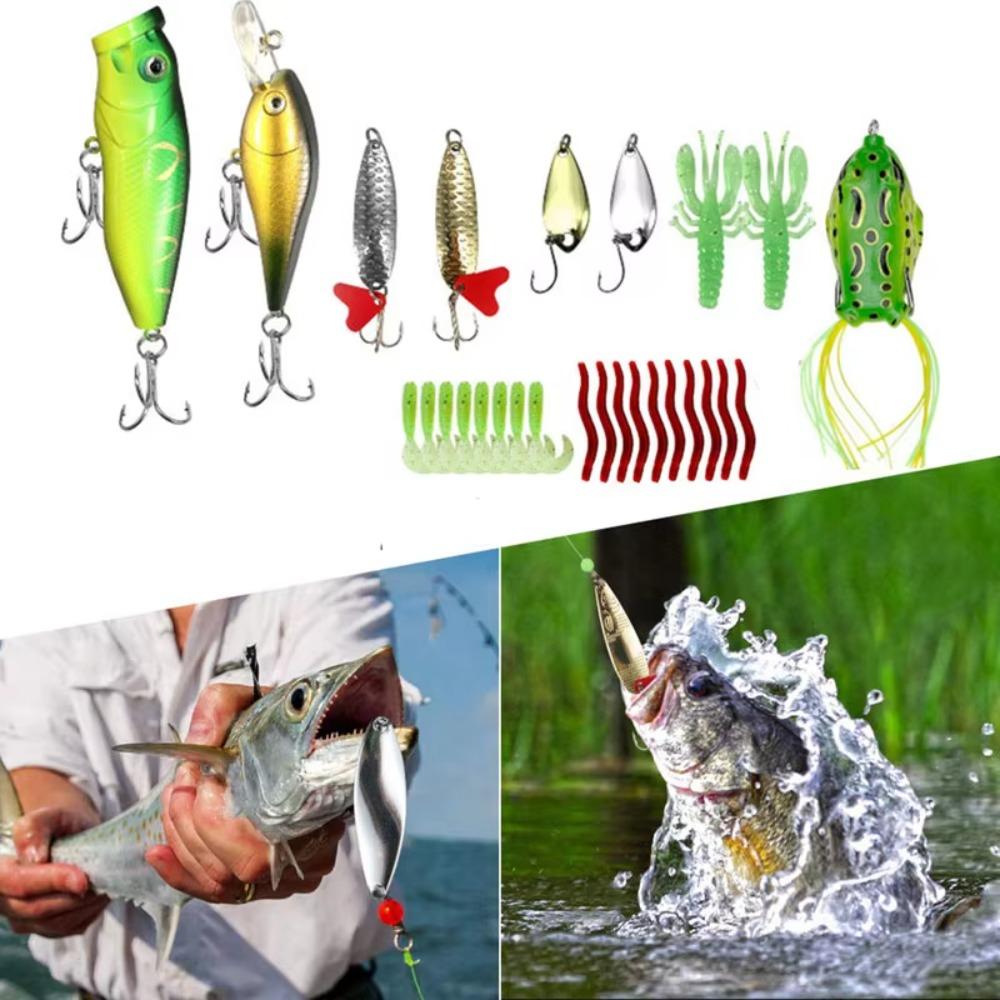 Tackle Box Soft Fishing Lures Kit Hook Set Silicone Soft Lures Hooks  Fishing Accessories