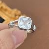 925 Sterling Silver Rings for Women Couple Minimalist Handmade Pink Zircon Open Ring Party Jewelry Gift Prevent Allergy