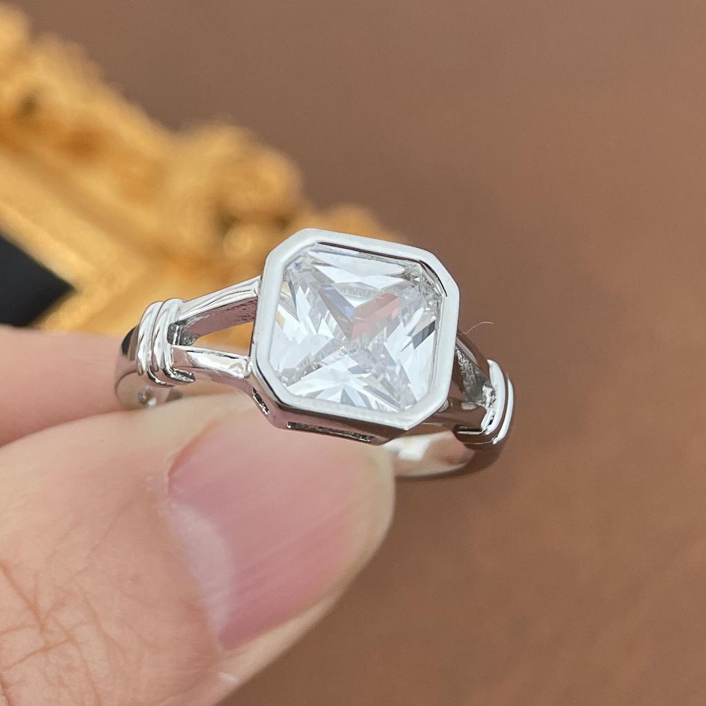 925 Sterling Silver Rings for Women Couple Minimalist Handmade Pink Zircon Open Ring Party Jewelry Gift Prevent Allergy