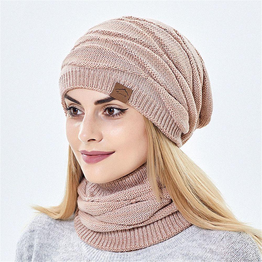 Outdoor Women Men Knitted Wool Hedging Caps Millinery Hats Scarf Set Beanies Caps