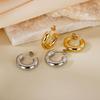 1 Pair Stylish Exquisite Circular Geometric 304 Stainless Steel C Shaped Hoop Earrings For Women Men Jewelry Gift