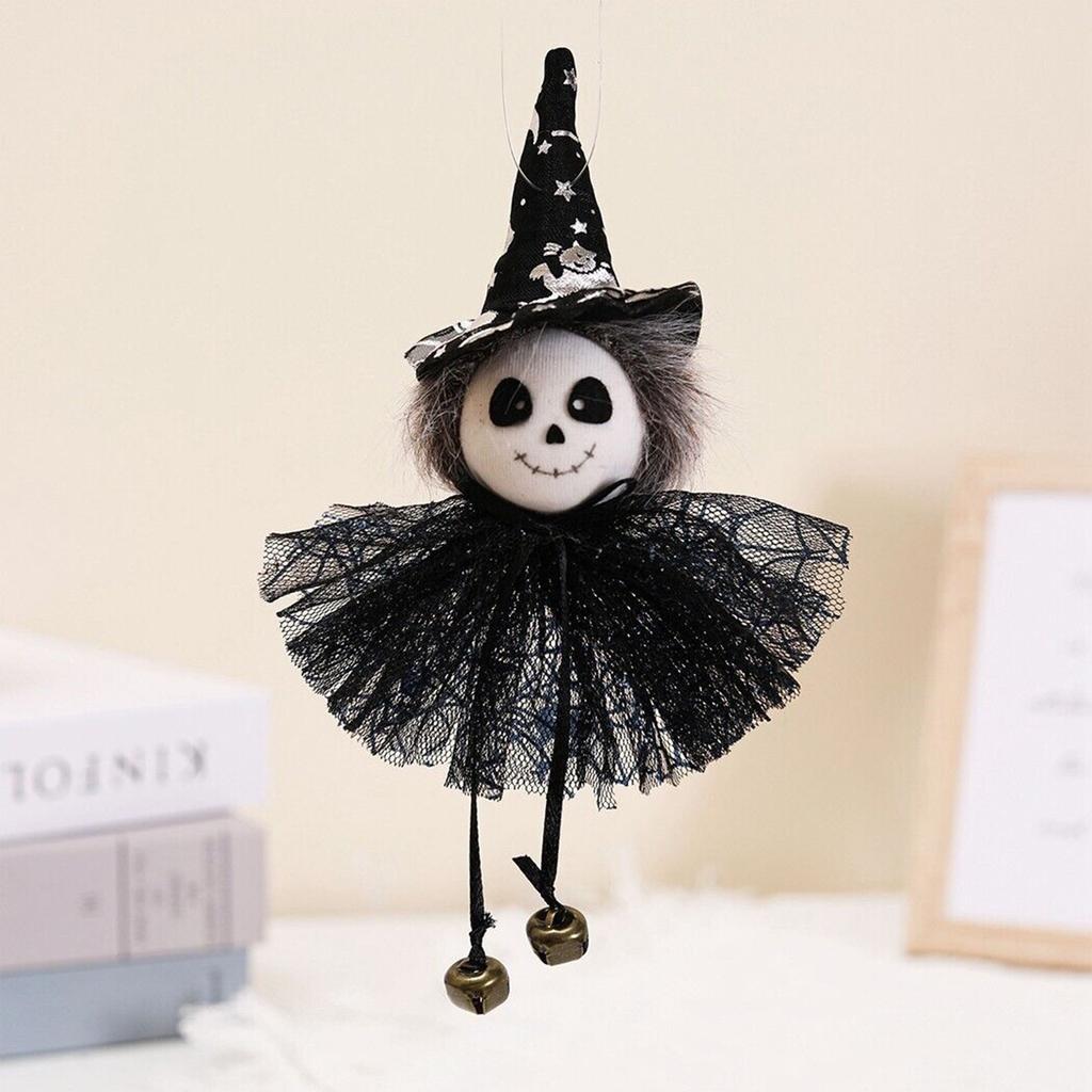 Halloween Hanging Skeleton Ornaments,Witch Hat And Bells Handmade Decorations Halloween Party Household Ornaments