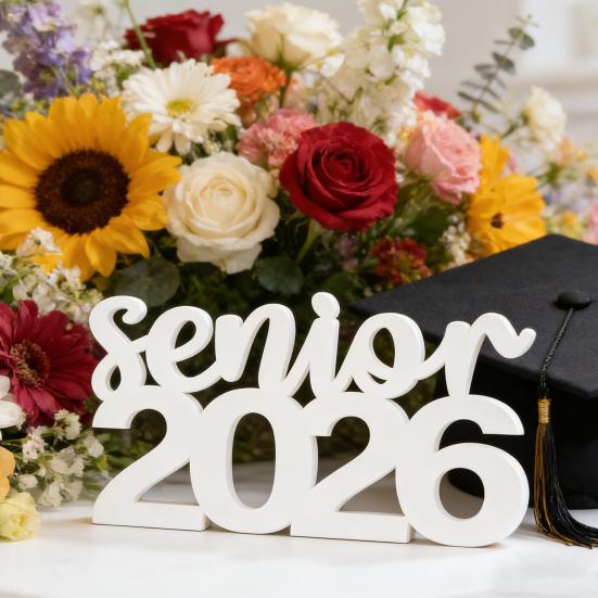 Senior 2026 Schild Abschlussjahrgang 2026 Foto-Requisite Abschluss-Tischdekoration für Senior-Night-Dekor High School College Abschlussfeier Zubehör