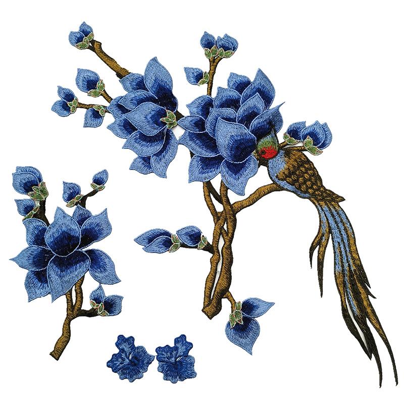 1 Set Applique Repair DIY Patches For Jeans Hat Embroidered Magnolia Bag Clothes Fabric Stickers Embroidery Flower