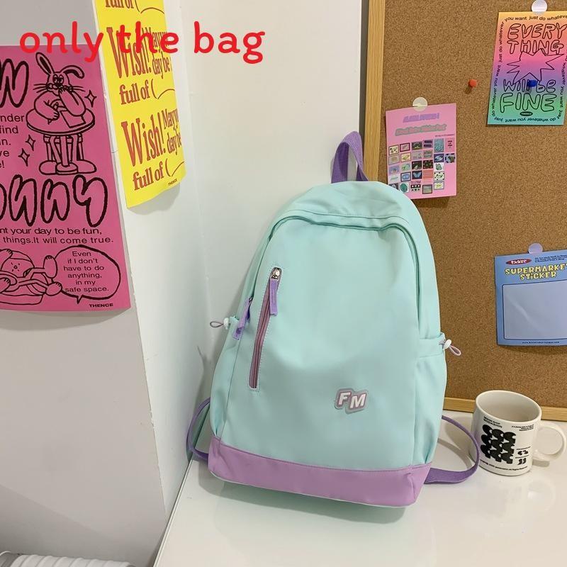 Color Simple Blocked Letter Print Student Casual Backpack For Use School