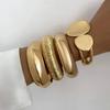IngeSight.Z 4Style Punk Exaggerated Wide Cuff Bangle Women Vintage Irregular Geometric Glossy Gold Color Spring Bracelet Jewelry