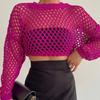 BITCED Sweater with Flared Sleeves Loose Crew Neck Cutout Sweater for Women