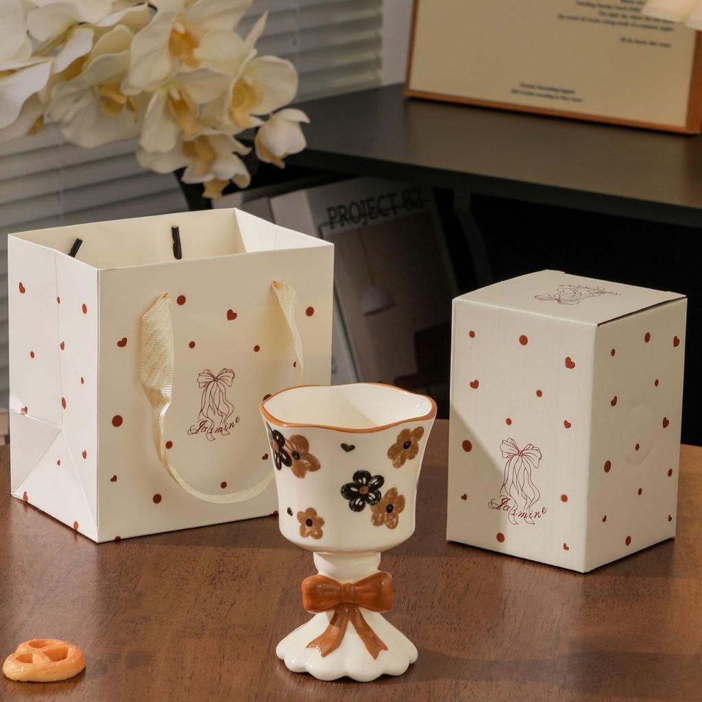 Retro ceramic water cup goblet birthday gift girls mug souvenir household high-value coffee cup