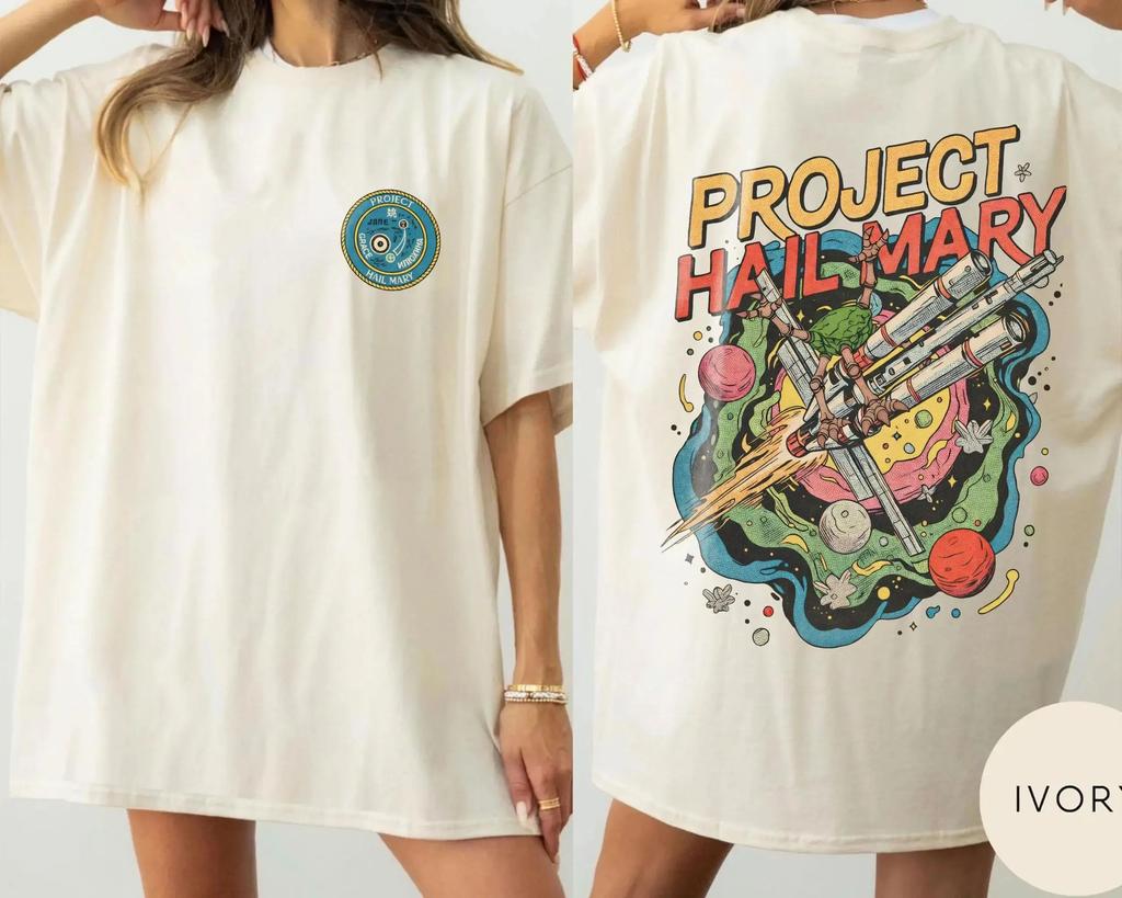 Project Hail Mary Buch T-Shirt Herren Damen Oversized Streetwear Y2k Sommer Baumwollkleidung Lässige Mode Rundhals Kurzärmelig