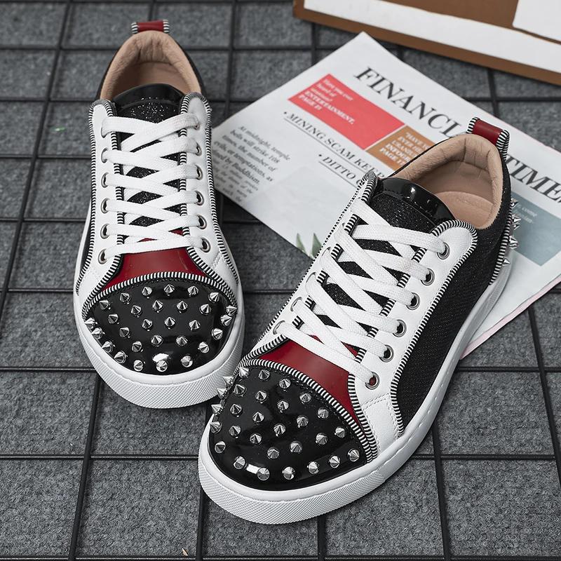 New Men's Casual Shoes Comfortable Soft Punk Style Board Shoes Fashion Nail Anti Slip Wear Resistant Personalized Sneakers