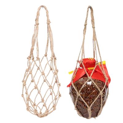 1PC Hand-Woven Cotton Rope Wine Bottle Vegetable Fruit Net Bag Cotton Rope Material for Home Bar Restaurant Camping Outdoor