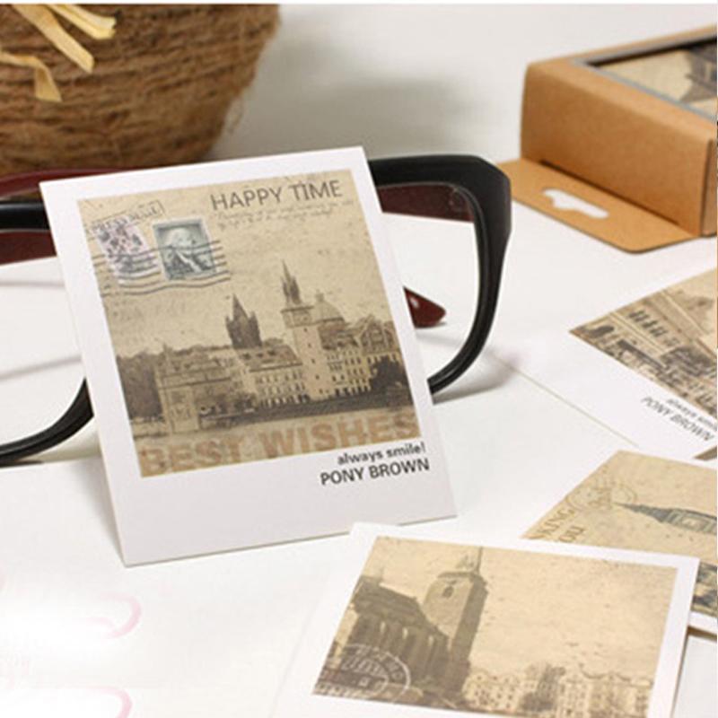 32 ks/sada Nová vintage architektonická krajina Cestovná sada kariet Retro obálkový papier Pohľadnica Pozdrav Darčeky Karta Písacie potreby