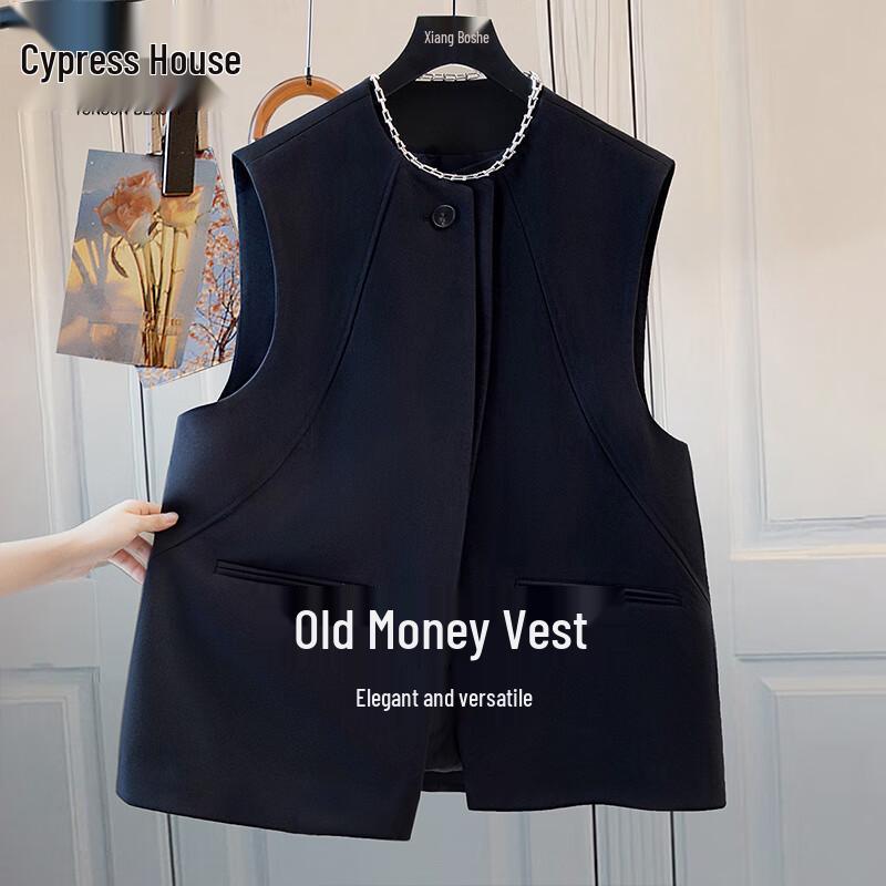 

Women s One-Button Round Neck Mid-Length Suit Vest XL