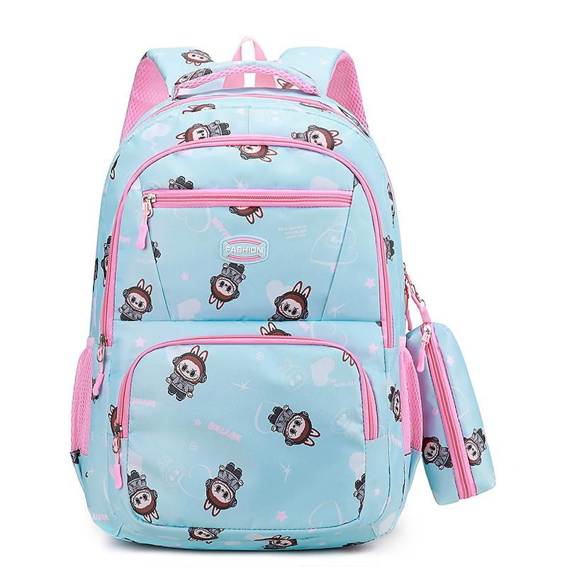 New cartoon cute backpack for primary and secondary school students, large capacity and lightweight schoolbag, leisure travel backpack