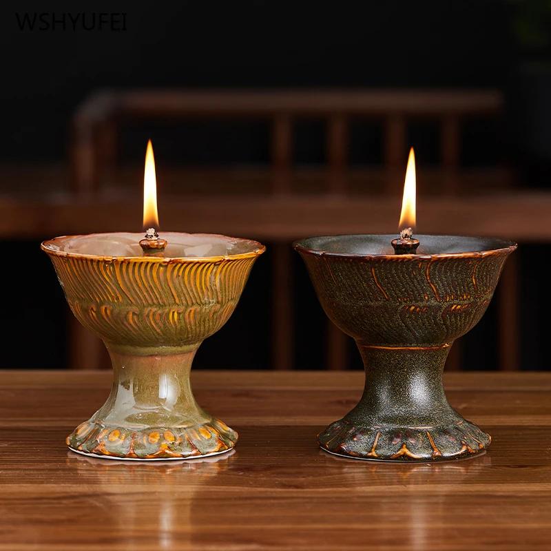 1 Pc Ceramic Butter Lamp Buddhist Temple Supplies Temple Law Society Make Offerings To Buddha Living Room Home Decor Blessing