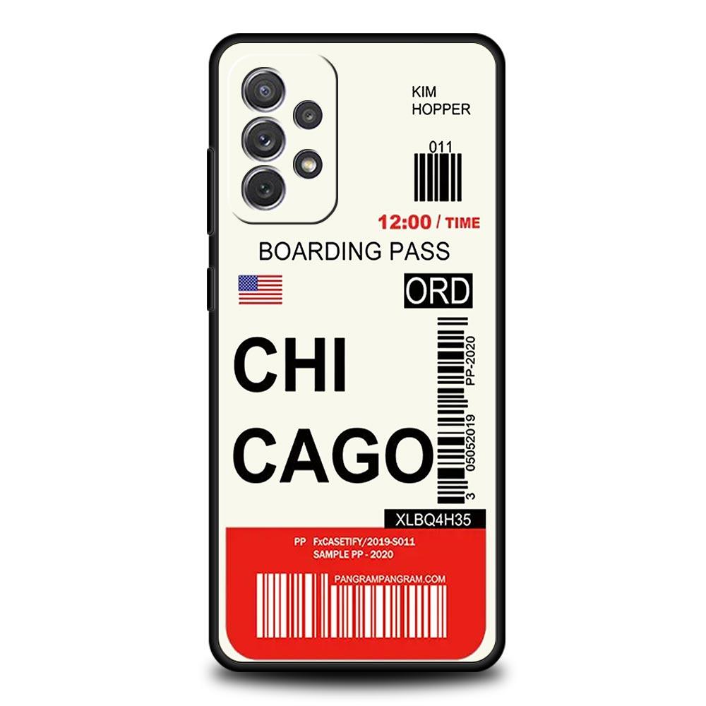 

World City Travel Ticket New York London Case for Samsung A51 A71 A21S A15 A25 A31 A41 A32 A23 A33 A53 A73 A05S A13 5G A72 Cover Samsung A23