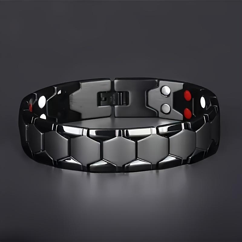 1pc men s magnetic titanium alloy bracelet - Ideal Father s Day gift, detachable hexagonal wide magnetic bead bracelet чёрный