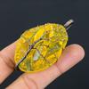 Yellow Rough Crystal Handmade Copper Wire Wrap Pendant 2.76" G9a69