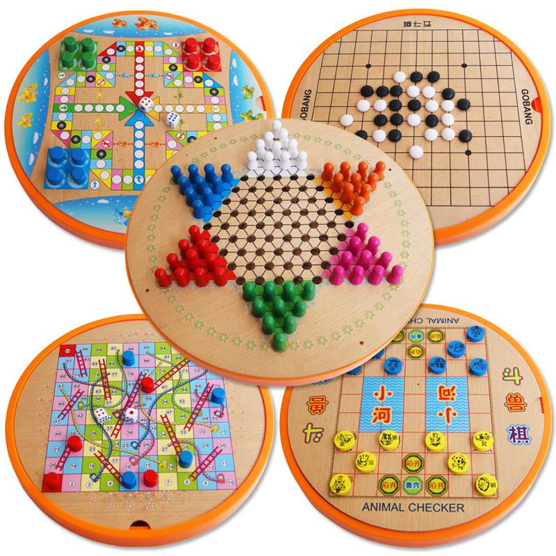 Multigame Board Wooden Children Educational Toy Family Game Night Festival Gifts