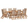 Vidaxl 9-Cz. Garden Furniture Set, Solid Acacia Wood and Textilene