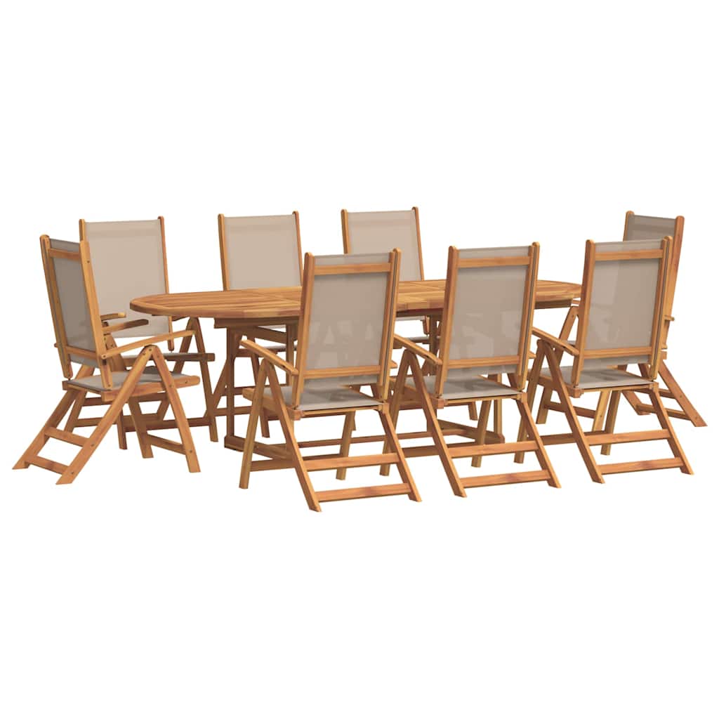 Vidaxl 9-Cz. Garden Furniture Set, Solid Acacia Wood and Textilene