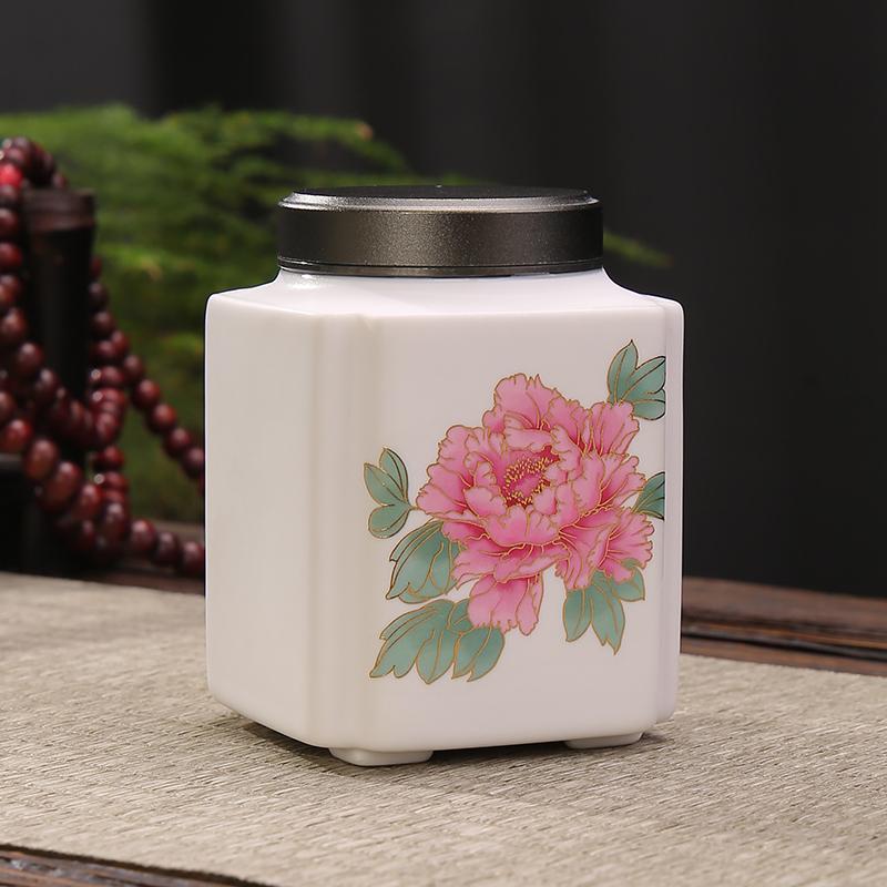 

Керамическая чайница Цветок Портативная коробка для конфет Металлическая крышка Домашняя герметичная банка для хранения кофейных зерен, орехов, лекарственных трав Контейнер для продуктов Новый
