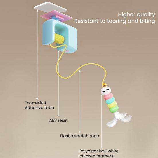 Retractable Cat Teaser Door Hanging Toy Kit Interactive Boredom Buster Self-Entertainment Toys for Kittens