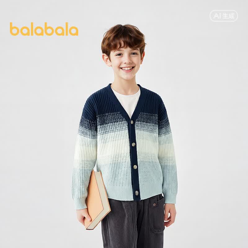 Balabala Boys' V-Neck Knitted Cardigan