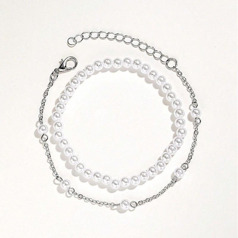 Imitation Pearl Bracelet Set for Women - Two-Piece 4mm Design