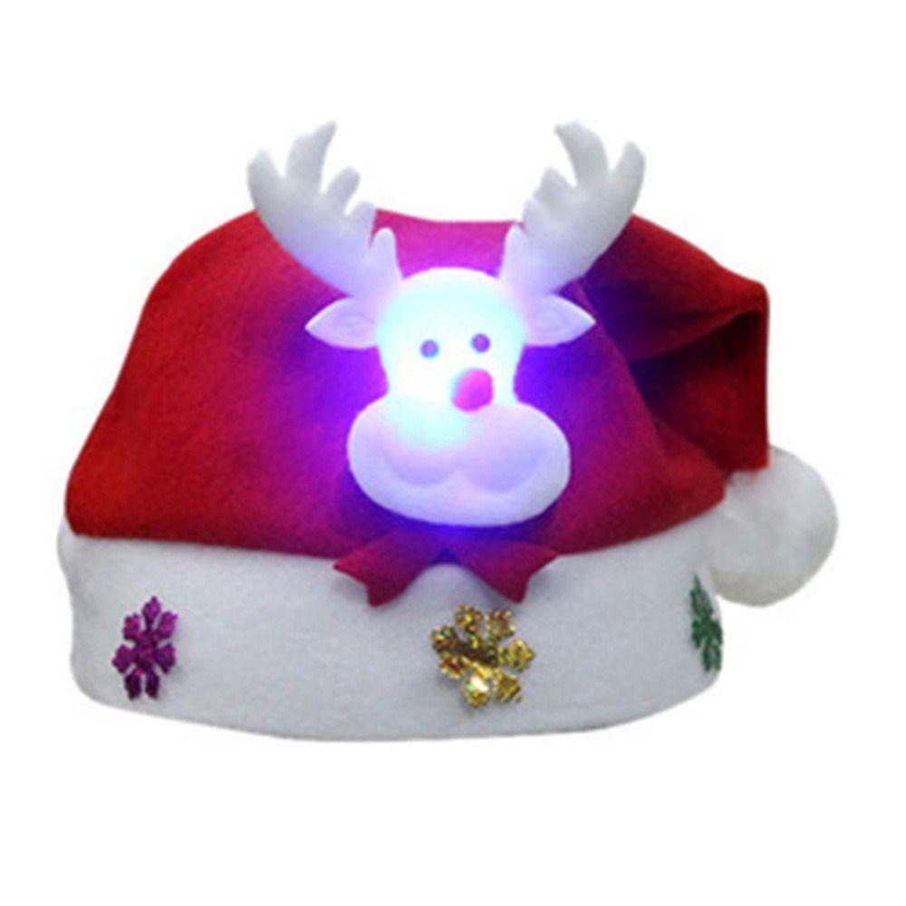 

Ornaments Party Supplies Santa Claus Hat Christmas Decorations LED Christmas Hat Light Up Cap Kids Deer