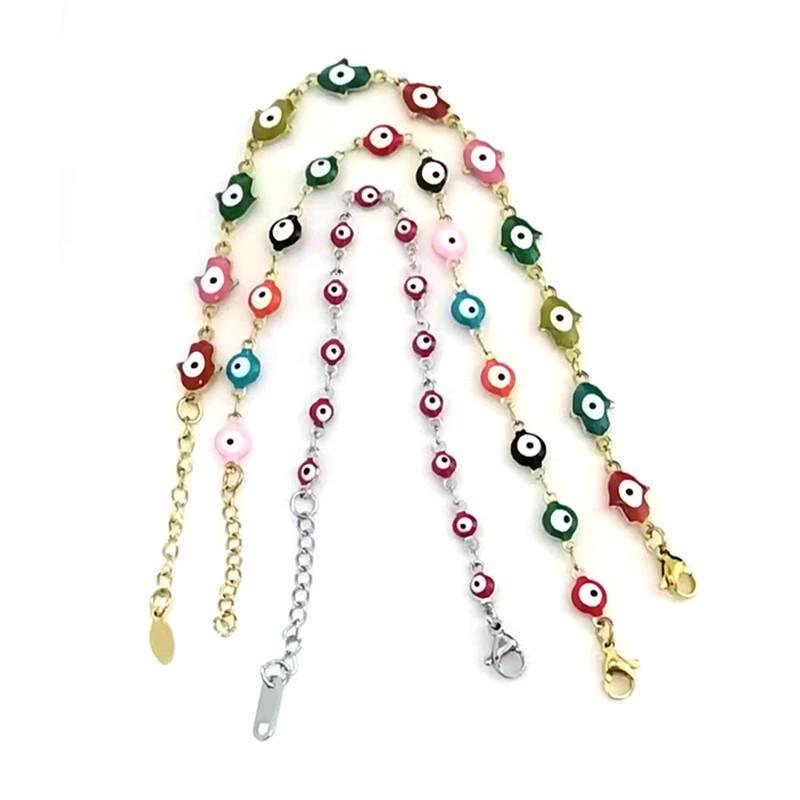 18K Gold-Plated Evil Eye Stainless Steel Bangle for Women