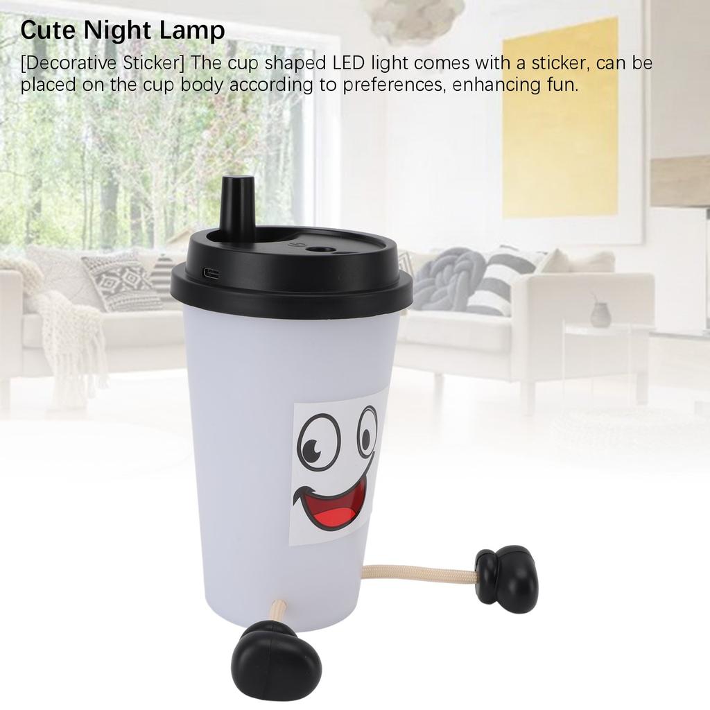 Cup Shaped LED Light Cute Funny 3 Colors Stepless Dimmable Touch Control Rechargeable Night Lamp