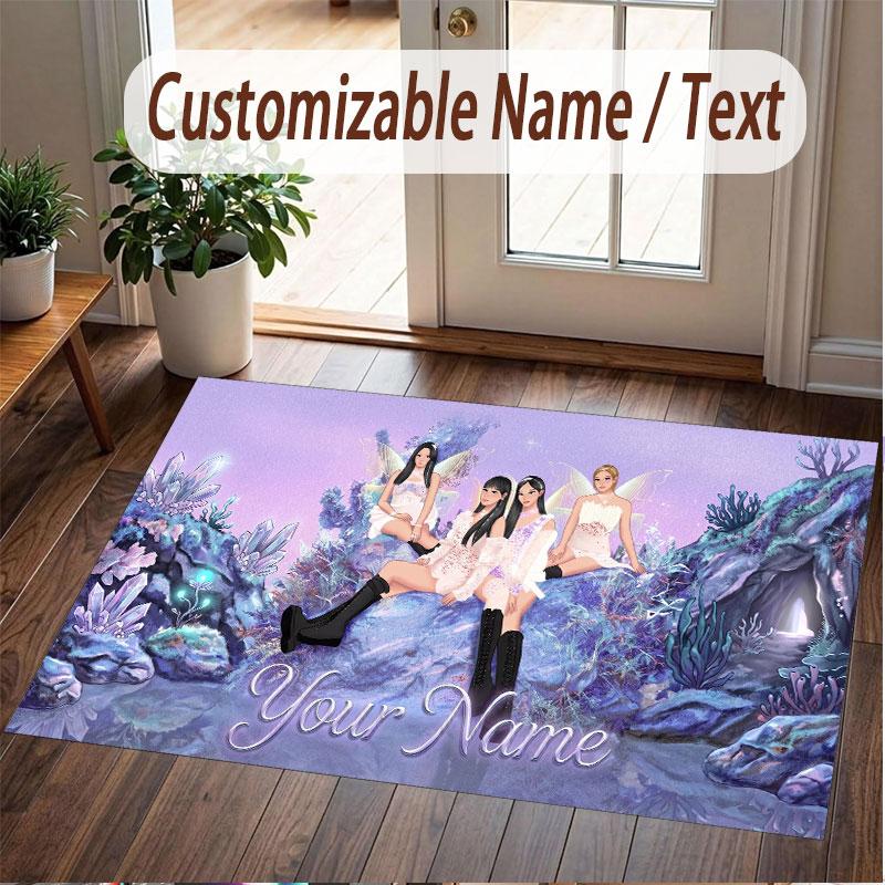 Custom Name Crystal Velvet Rug,aespa Comfortable Anti Slip Floor Mat For Room Decoration