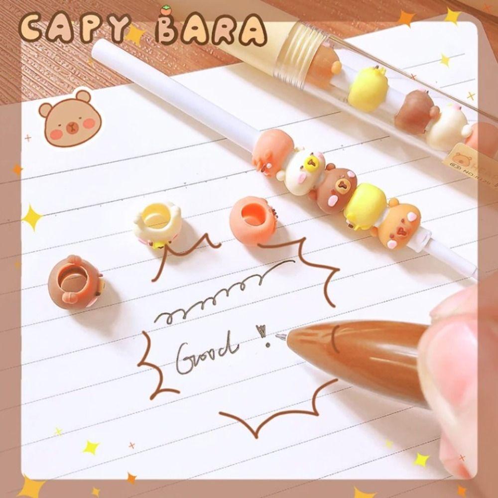 Kawaii Capybara Gel Pen Interesting 0.5mm Gel Pen Cartoon Cute Beads Pen  School