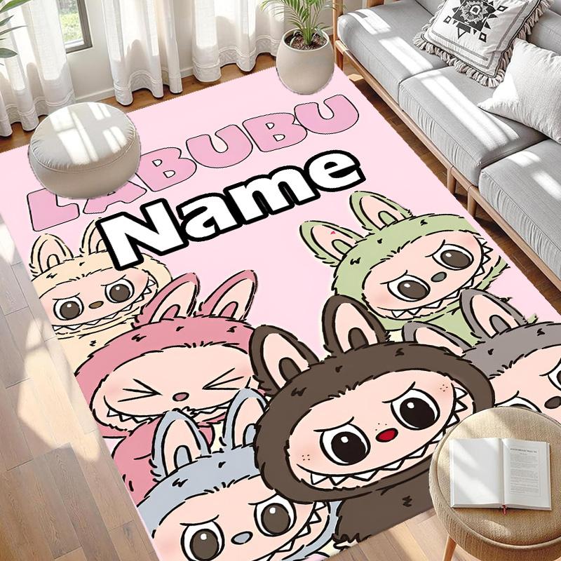 Custom Name Personalized Labubu Print Carpet, Versatile Home Decor Rug, for Playroom, Apartment, Balcony, Entryway, Hallway Gift
