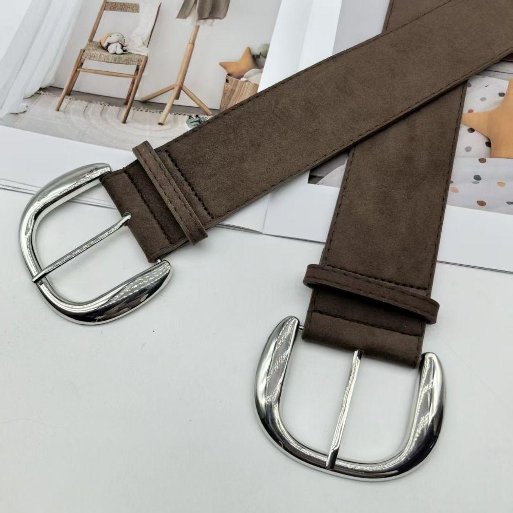 Luxury Design Suede Leather Wide Belt Maillard Styles Trouser Dress Belts  Gifts