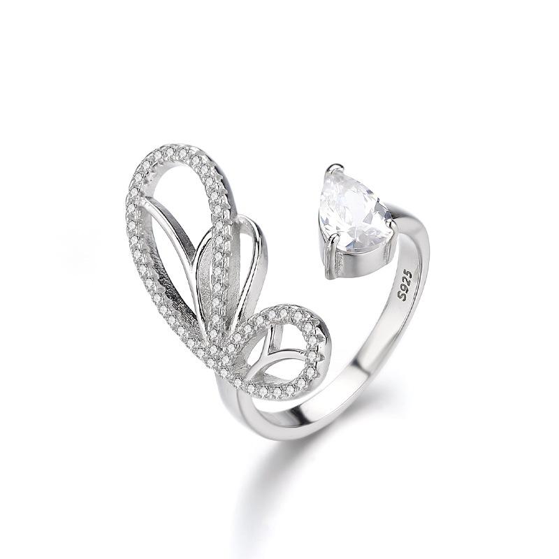 

Кольцо из стерлингового серебра 925 пробы, французское элегантное кольцо с бабочкой, супер сказочное, модное, изысканное кольцо с бриллиантами, милые крылья, кольцо с открытой шинкой в виде капли воды opening adjustable