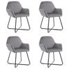 Vidaxl Dining Chairs, 4 Pcs, Grey, Velvet
