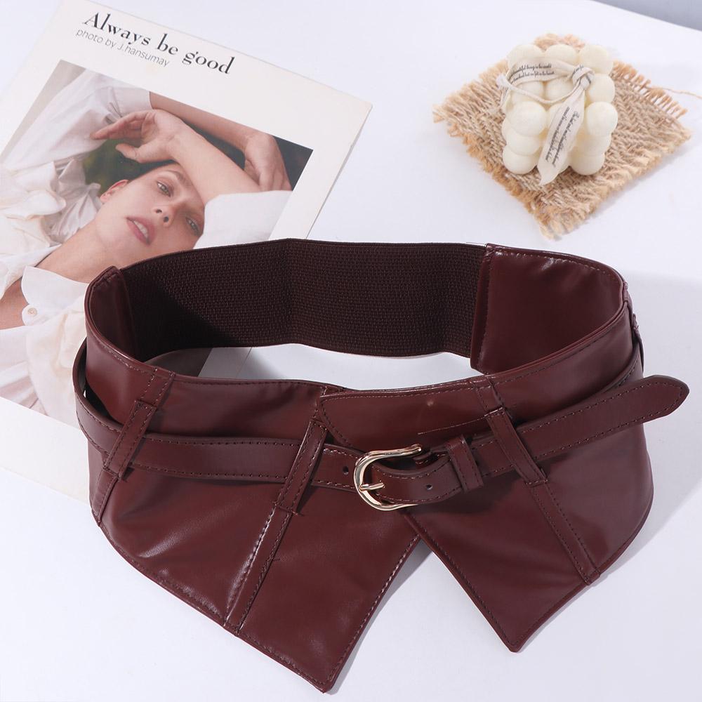 PU Leather Elastic Cummerbunds Adjustable Waist Corset Elegant Wide Belt  Outfits