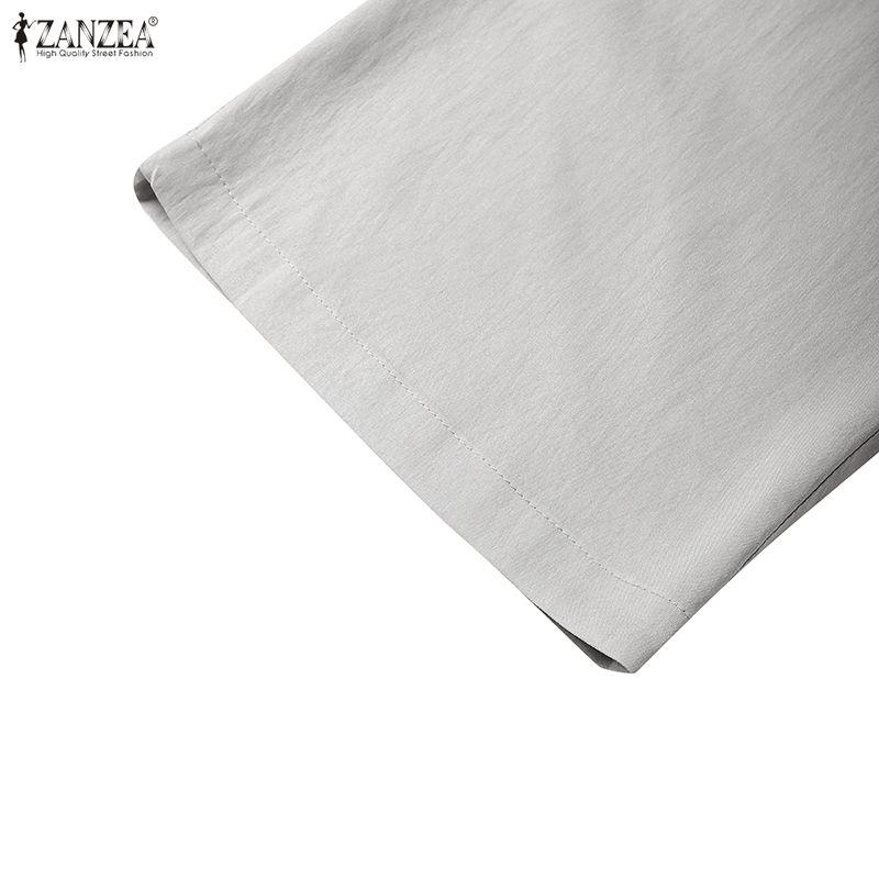 ZANZEA Two Piece Suit Women Cold Shoulder Long Sleeve Irregular Blouse and Pants Sets