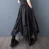 Dimanaf 2025 Summer Women New Skirts Plus Size Solid Elastic Waist Pleated Elegant Black Skirts